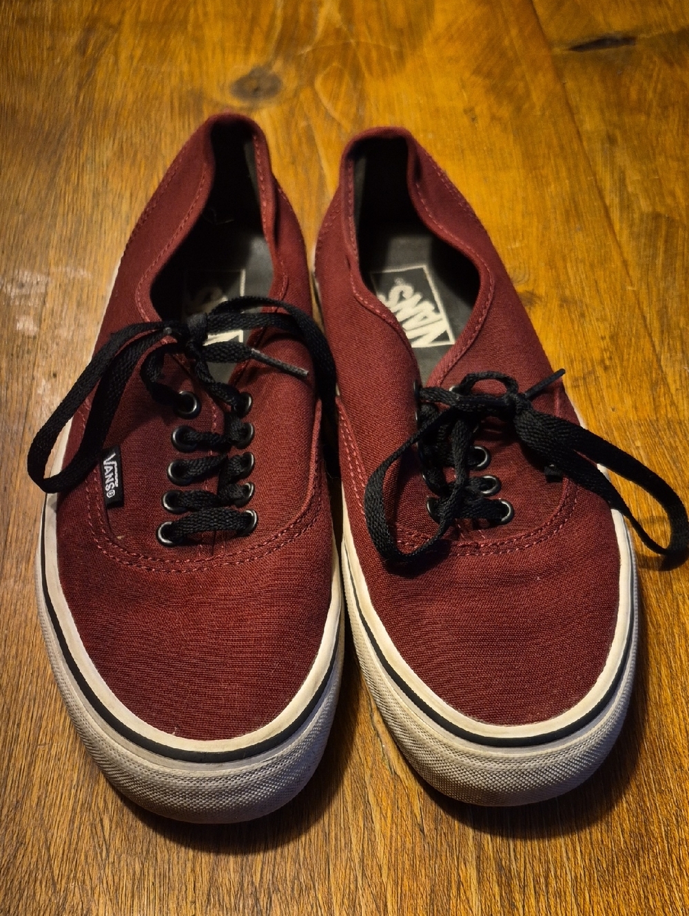 Vans Low-Top Canvas Sneakers in Burgundy with Black Laces